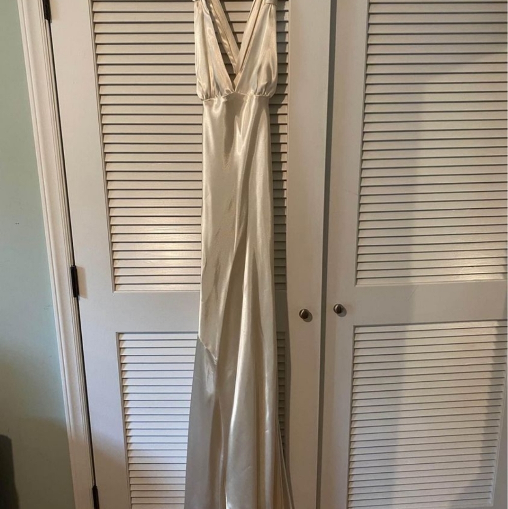 Cache cream/ off white satin dress S